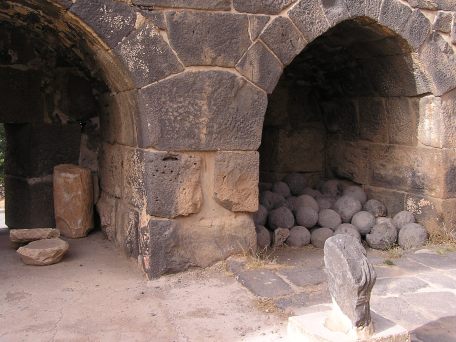 Old trebuchet ammonition behind the amphitheater at Bosra